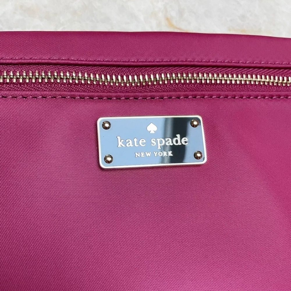 Kate Spade Red Burgundy Wine Color Clutch/ Cosmetic Zipper Bag
